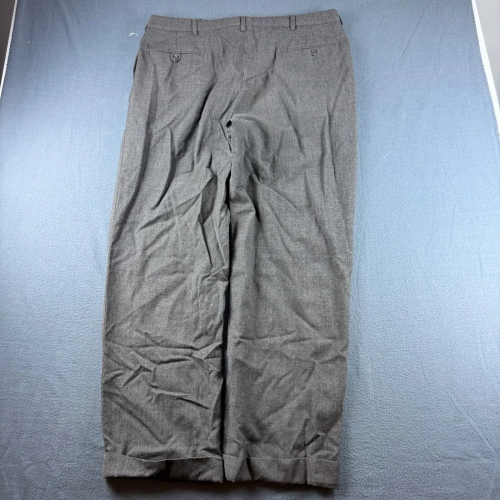 Vintage Polo Ralph Lauren Pleated Pants Men's 38x32 Gray Wool Cuffed Dress 90s